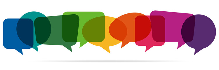 colored speech bubbles in a row