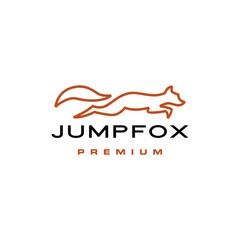jumping fox quick brown line outline monoline logo vector icon illustration
