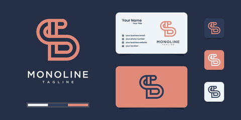 Set of abstract initial b & s or b s monogram logo design, icons for business of luxury,elegant. © pardiJP