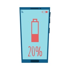 Illustration of a mobile phone with a discharged battery. the mobile phone is empty.