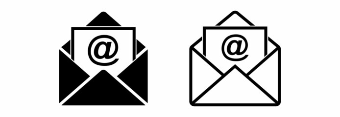 mail message icon, envelope icon, vector symbol illustrations