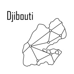 Djibouti map icon, vector illustration in black isolated on white background.