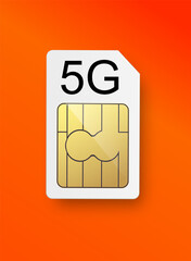 Fototapeta premium 5G Sim Card. Mobile telecommunications technology symbol. Vector stock illustration.
