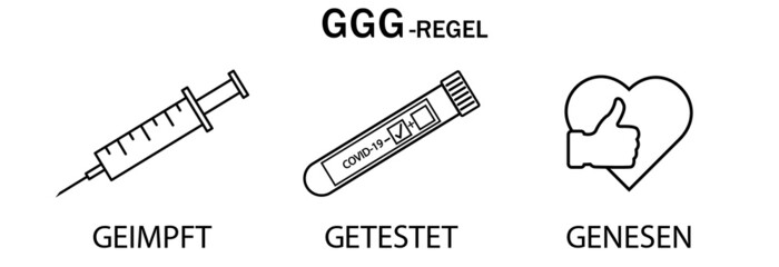 3G Regel . Geimpft , Getestet ,Genesen.3G rule-vaccinated,recovered,tested. - obrazy, fototapety, plakaty