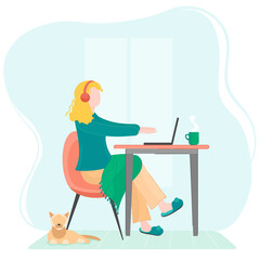 Workplace wellness woman work from home office