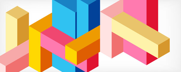Obraz premium Abstract background. 3d cubes, cubic elements and blocks. Techno or business concept for wallpaper, banner, background, landing page