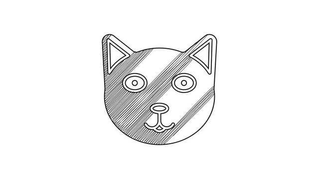 Black line Pet icon isolated on white background. 4K Video motion graphic animation