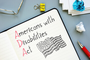 Americans with Disabilities Act ADA is shown on the business photo using the text