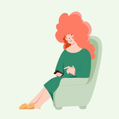 Young girls using phone. Online order. Woman running remotely on freelance