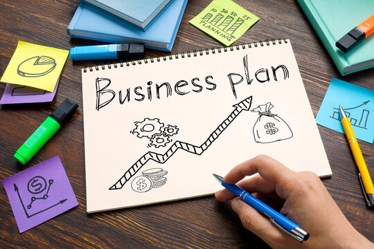 Business plan is shown on the business photo using the text