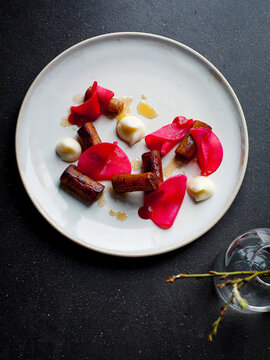 salsify and beetroot fine dining