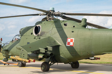 Fototapeta na wymiar Assault helicopter Mi-24W Polish Air Force