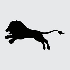Lion Silhouette, Lion Isolated On White Background