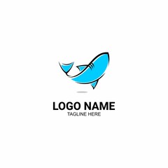 Obraz premium vector illustration of blue fish logo on white background