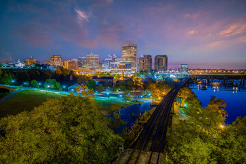 Richmond downtown city skyline cityscape in Virginia, USA