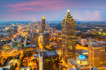 Downtown Atlanta center area skyline cityscape of  USA