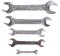 Flat wrenches for work in a locksmith's workshop. Household repair tools.