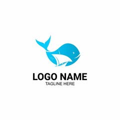 sailboat and fish logo illustration vector
