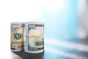 Group of money stack of 100 US dollars banknotes a lot of the background texture. Cash money in a large pile as a finance background.