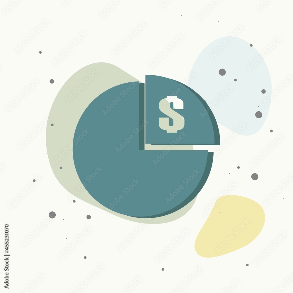 Poster vector image of a circle with a carved sector. vector icon of a pie chart of the division of money o