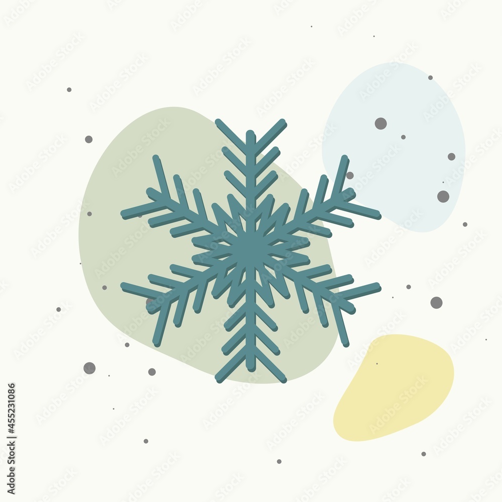 Poster vector image of a snowflake. snow icon. snow in winter on multicolored background.