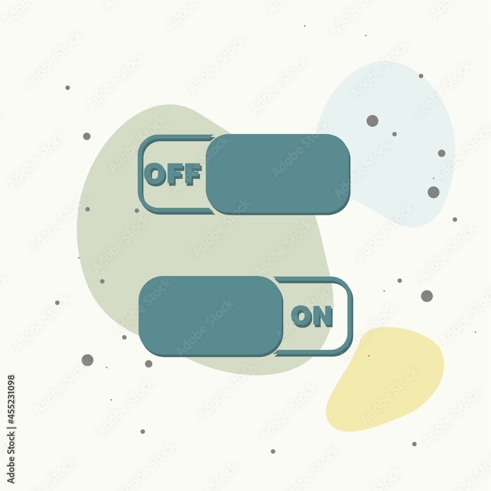 Poster vector image on off switch. icon switch on multicolored background.