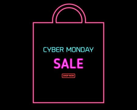 Cyber Monday Sale Bag Neon Light Concept