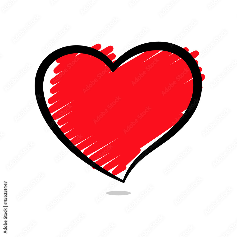 Poster vector abstract scribbled heart on white background