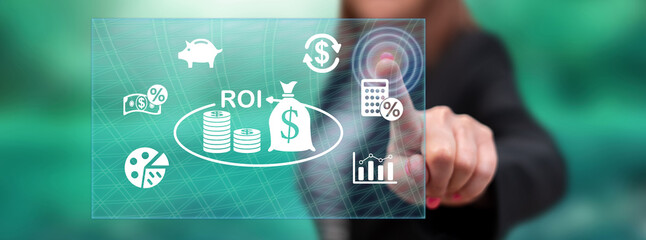 Woman touching a roi concept