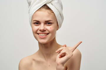 woman bare shoulders dermatology isolated background