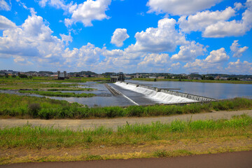 landscape with river and blue sky