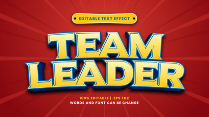 Team leader editable text effect in modern 3d style