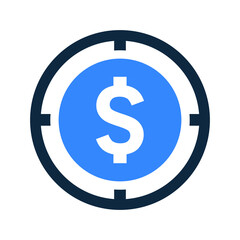 Target, currency icon. Simple editable vector design isolated on a white background.