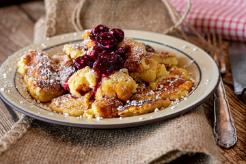 Kaiserschmarrn - austrian pancake with russian sour cherry jam 