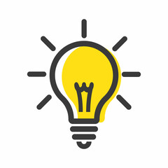 Light bulb as a sign of an idea. Icon in flat style.