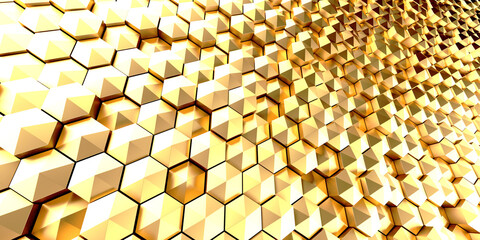 Luxury Golden Shiny Abstract Hexagon Background