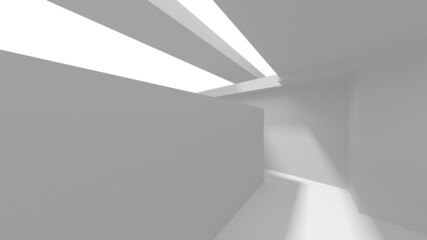 Illuminated corridor interior design. Empty Room Interior Background
