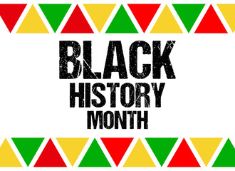 black history month grunge lettering with green red and yellow pattern over white background