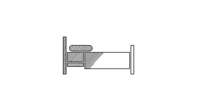 Black line Bed icon isolated on white background. 4K Video motion graphic animation