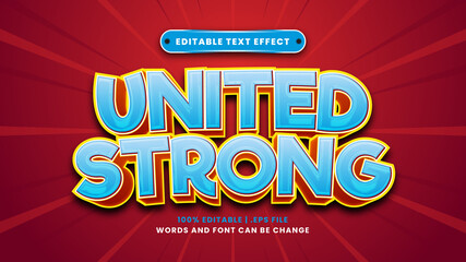 United strong editable text effect in modern 3d style