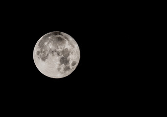 Full Blue Moon in a Black Night Sky