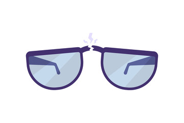 Fototapeta premium illustration of a pair of glasses split in two. broken glasses on the bridge. flat cartoon style. vector design