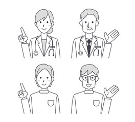 医師　介護　薬剤　男女　上半身