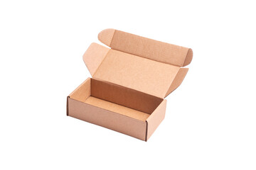 Cardboard, carton mailer box, case, top view, isolated
