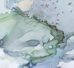 Alcohol Ink Painting. Oil Flow Ancient Print.