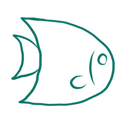 Naklejka premium silhouette of smiling fish doodle. marine shape line vector illustration clip art