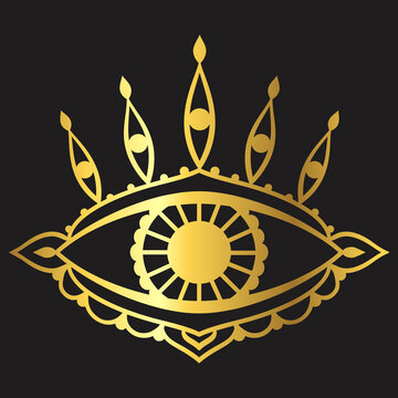 Eyes esoteric art. Vector illustration. Yoga logo design