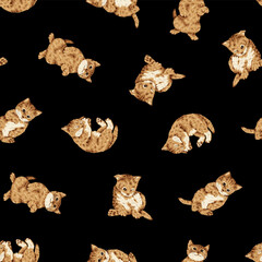 Fototapeta premium Seamless pattern of cute and realistic cat illustrations,