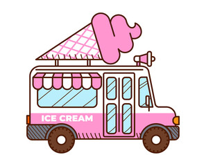 Ice cream van icon. Food truck isolated - 455237641