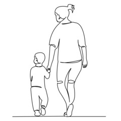 mom walks with her son